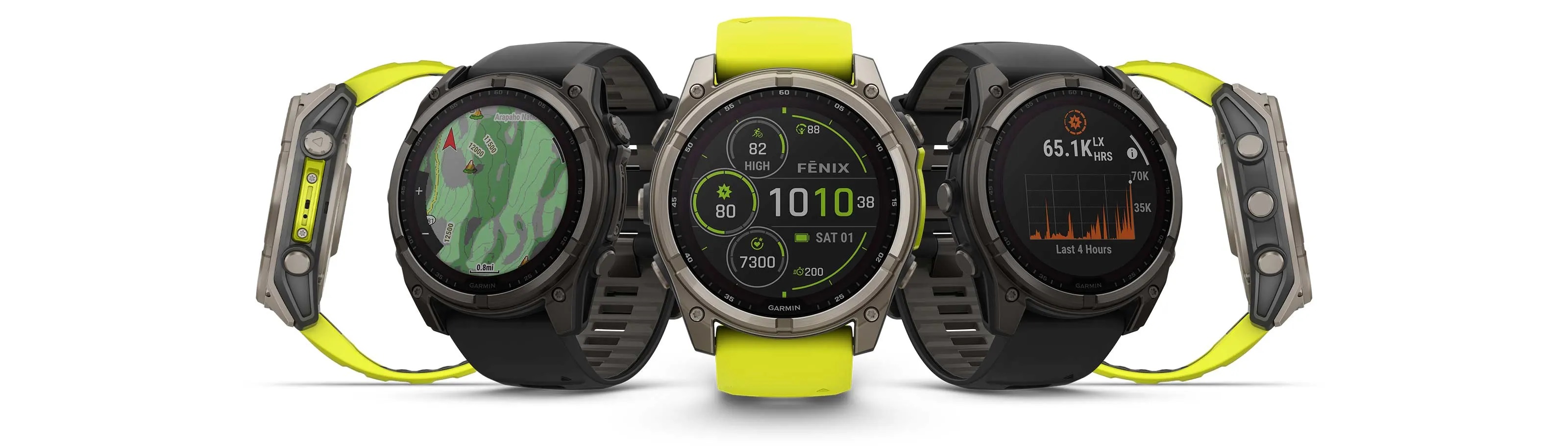 Умные часы Garmin Fenix 8, 47 мм, Solar, Sapphire Titanium with AMP yellow/graphite silicone band